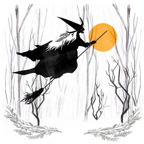Witchy Mischief II White Modern Wood Framed Art Print with Double Matting by Parker, Jennifer Paxton