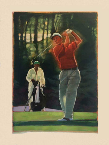 The Golfer White Modern Wood Framed Art Print with Double Matting by Dean, Bruce