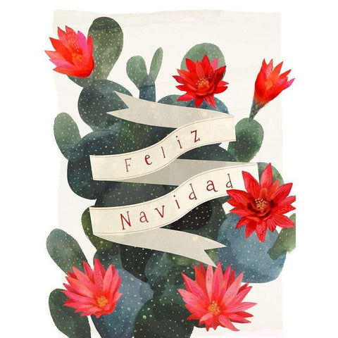 Desert Christmas Cactus I Black Modern Wood Framed Art Print by Barnes, Victoria