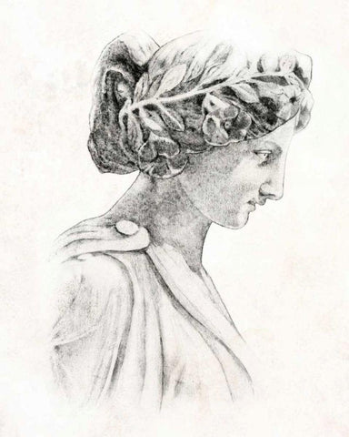 Greek Statue I White Modern Wood Framed Art Print with Double Matting by Warren, Annie