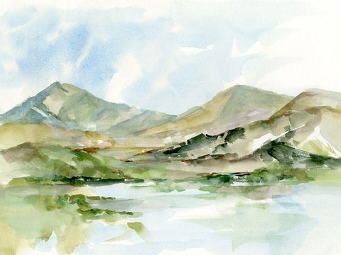 Serene Mountains II White Modern Wood Framed Art Print with Double Matting by Harper, Ethan