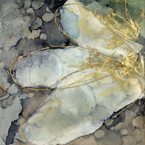 Abstracted Lily I Black Ornate Wood Framed Art Print with Double Matting by Goldberger, Jennifer