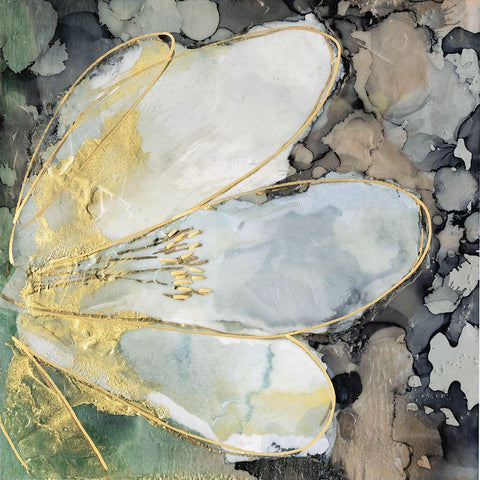 Abstracted Lily II Black Modern Wood Framed Art Print with Double Matting by Goldberger, Jennifer