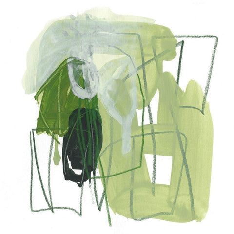 Jade Schematic II White Modern Wood Framed Art Print with Double Matting by Vess, June Erica