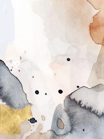 Indigo Blush and Gold II White Modern Wood Framed Art Print with Double Matting by Barnes, Victoria