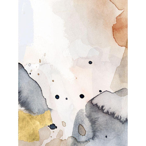 Indigo Blush and Gold II Gold Ornate Wood Framed Art Print with Double Matting by Barnes, Victoria