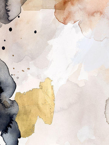 Indigo Blush and Gold III White Modern Wood Framed Art Print with Double Matting by Barnes, Victoria