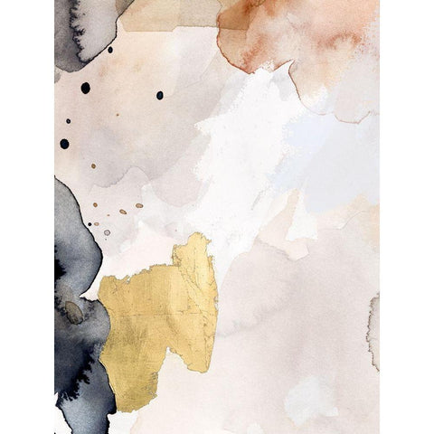 Indigo Blush and Gold III Black Modern Wood Framed Art Print with Double Matting by Barnes, Victoria