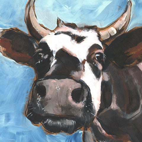 Cattle Close-up II White Modern Wood Framed Art Print by Parker, Jennifer Paxton