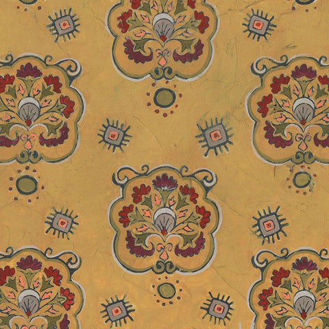 Ochre Tapestry IV Gold Ornate Wood Framed Art Print with Double Matting by Vess, June Erica