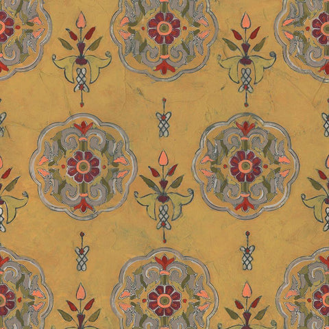 Ochre Tapestry VI White Modern Wood Framed Art Print with Double Matting by Vess, June Erica
