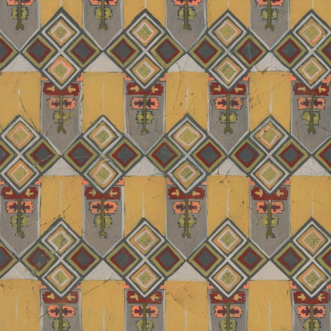 Ochre Tapestry VII Gold Ornate Wood Framed Art Print with Double Matting by Vess, June Erica