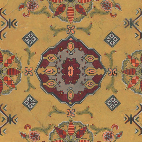 Ochre Tapestry VIII White Modern Wood Framed Art Print by Vess, June Erica