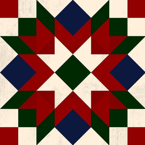 Christmas Barn Quilt IV Black Ornate Wood Framed Art Print with Double Matting by Barnes, Victoria