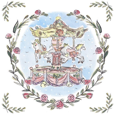 Winter Carousel III White Modern Wood Framed Art Print by Wang, Melissa