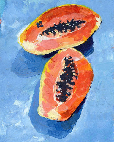 Bold Papaya II Black Ornate Wood Framed Art Print with Double Matting by Parker, Jennifer Paxton