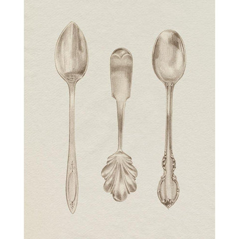 Silver Spoon II White Modern Wood Framed Art Print by Popp, Grace