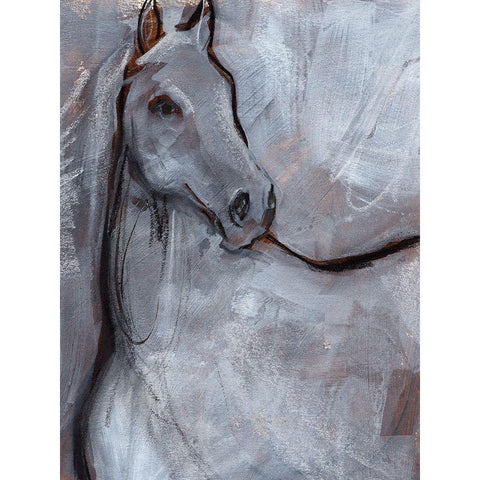 White Horse Contour I Black Modern Wood Framed Art Print with Double Matting by Parker, Jennifer Paxton