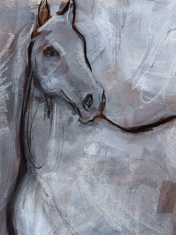 White Horse Contour I White Modern Wood Framed Art Print with Double Matting by Parker, Jennifer Paxton