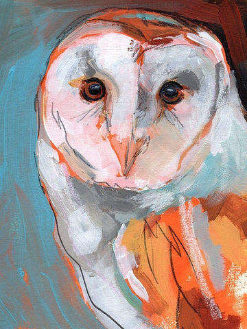 Optic Owl II White Modern Wood Framed Art Print with Double Matting by Parker, Jennifer Paxton