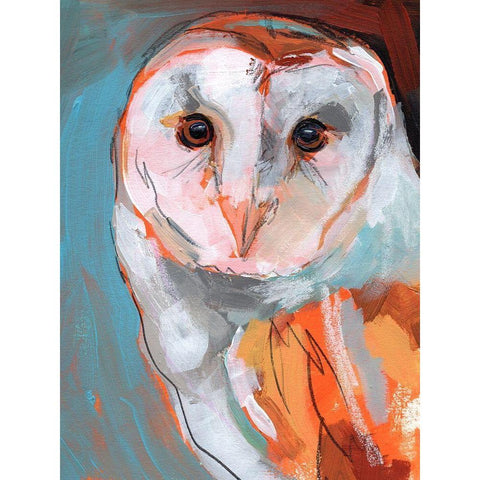 Optic Owl II Gold Ornate Wood Framed Art Print with Double Matting by Parker, Jennifer Paxton