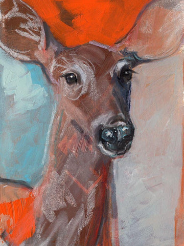 Doe Eyes I White Modern Wood Framed Art Print with Double Matting by Parker, Jennifer Paxton