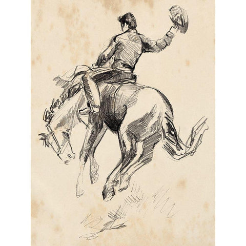King of the Rodeo II Black Modern Wood Framed Art Print by Parker, Jennifer Paxton