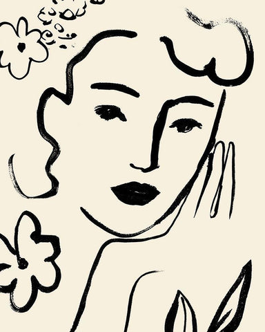 Matisses Muse Portrait II White Modern Wood Framed Art Print with Double Matting by Barnes, Victoria