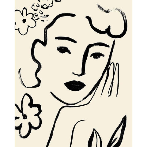 Matisses Muse Portrait II Black Modern Wood Framed Art Print by Barnes, Victoria