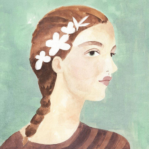 Folk Art Portrait I White Modern Wood Framed Art Print by Warren, Annie