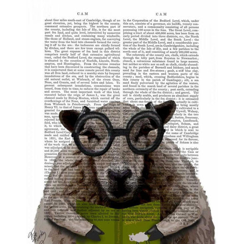 Intelligent Sheep Black Modern Wood Framed Art Print by Fab Funky
