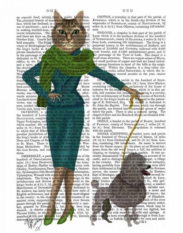 Cat and Poodle White Modern Wood Framed Art Print with Double Matting by Fab Funky