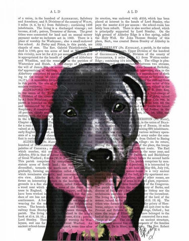 Black Labrador With Ear Muffs White Modern Wood Framed Art Print with Double Matting by Fab Funky