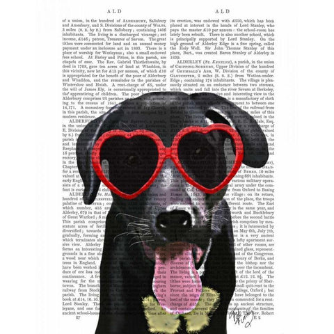 Black Labrador With Heart Sunglasses Black Modern Wood Framed Art Print by Fab Funky
