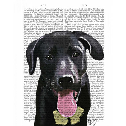 Black Labrador Plain Black Modern Wood Framed Art Print by Fab Funky
