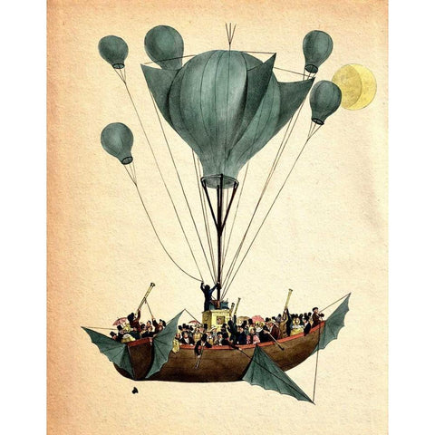 Diligenza Per La Luna Black Modern Wood Framed Art Print by Fab Funky