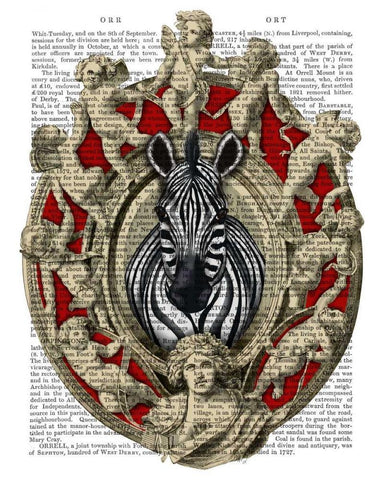 Zebra Head Plaque White Modern Wood Framed Art Print with Double Matting by Fab Funky