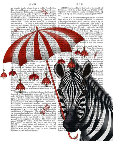Zebra with Umbrella 1, Sideways Black Ornate Wood Framed Art Print with Double Matting by Fab Funky