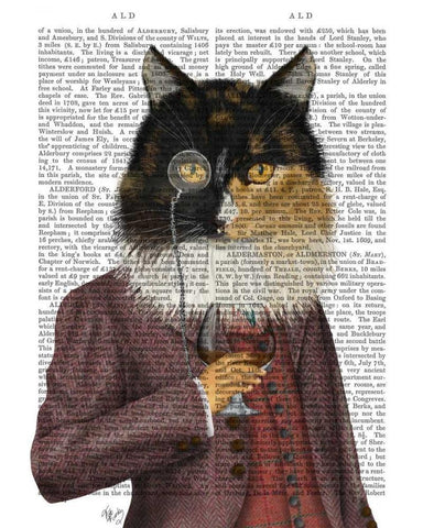 Tortoiseshell Cat and Brandy Glass Black Ornate Wood Framed Art Print with Double Matting by Fab Funky