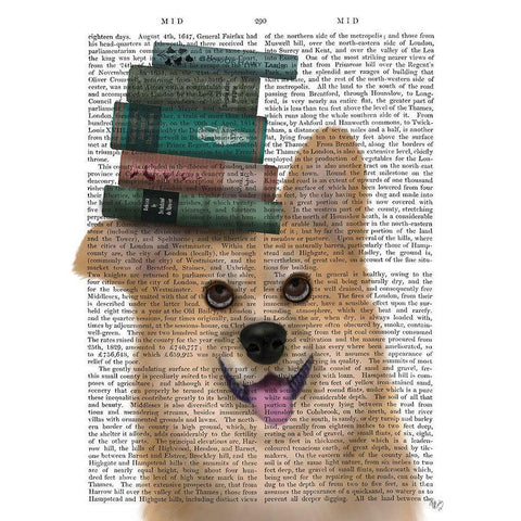 Corgi and Books Black Modern Wood Framed Art Print with Double Matting by Fab Funky