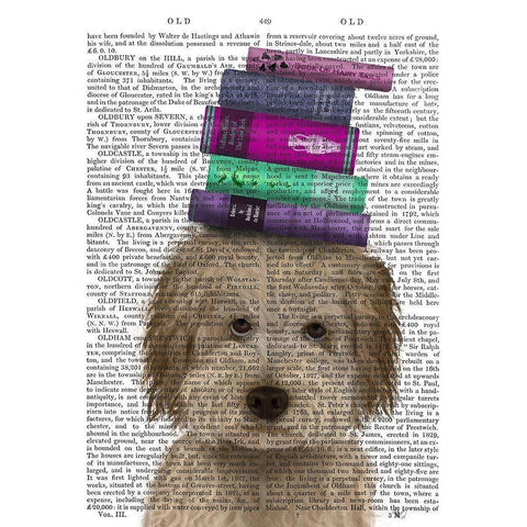 Labradoodle, Cream, and Books Gold Ornate Wood Framed Art Print with Double Matting by Fab Funky