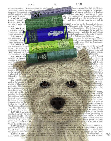 Westie and Books White Modern Wood Framed Art Print with Double Matting by Fab Funky