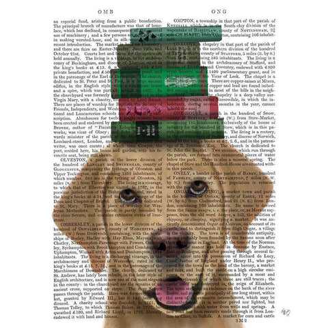 Yellow Labrador and Books Black Modern Wood Framed Art Print with Double Matting by Fab Funky