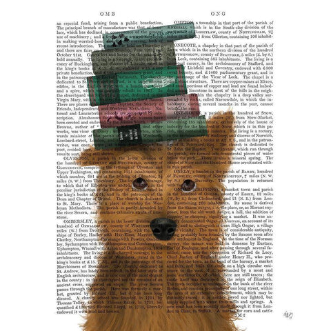 Yorkshire Terrier and Books Gold Ornate Wood Framed Art Print with Double Matting by Fab Funky