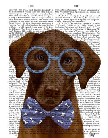 Chocolate Labrador with Glasses and Bow Tie Black Ornate Wood Framed Art Print with Double Matting by Fab Funky