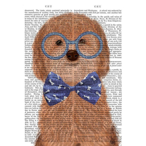 Cockerpoo, Apricot, with Glasses and Bow Tie Gold Ornate Wood Framed Art Print with Double Matting by Fab Funky