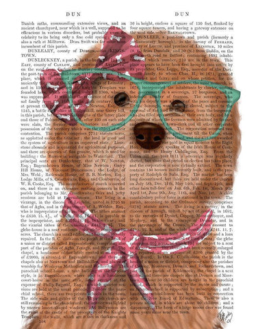 Cockerpoo, Apricot, with Glasses and Scarf White Modern Wood Framed Art Print with Double Matting by Fab Funky