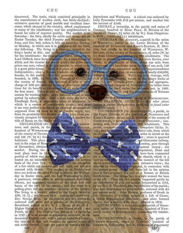 Cockerpoo, Blonde, with Glasses and Bow Tie White Modern Wood Framed Art Print with Double Matting by Fab Funky