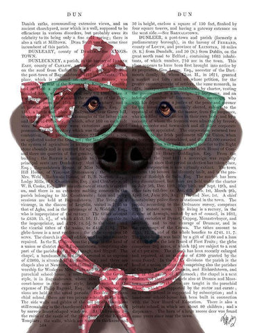 Great Dane with Glasses and Scarf White Modern Wood Framed Art Print with Double Matting by Fab Funky
