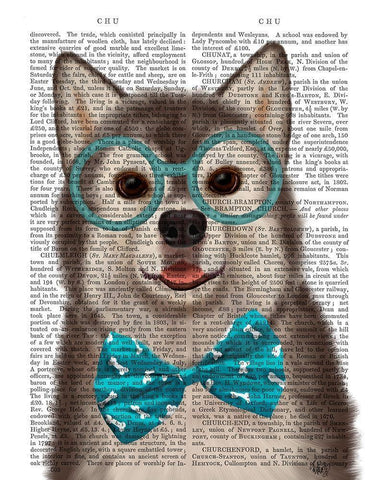Husky with Glasses and Bow Tie Black Ornate Wood Framed Art Print with Double Matting by Fab Funky